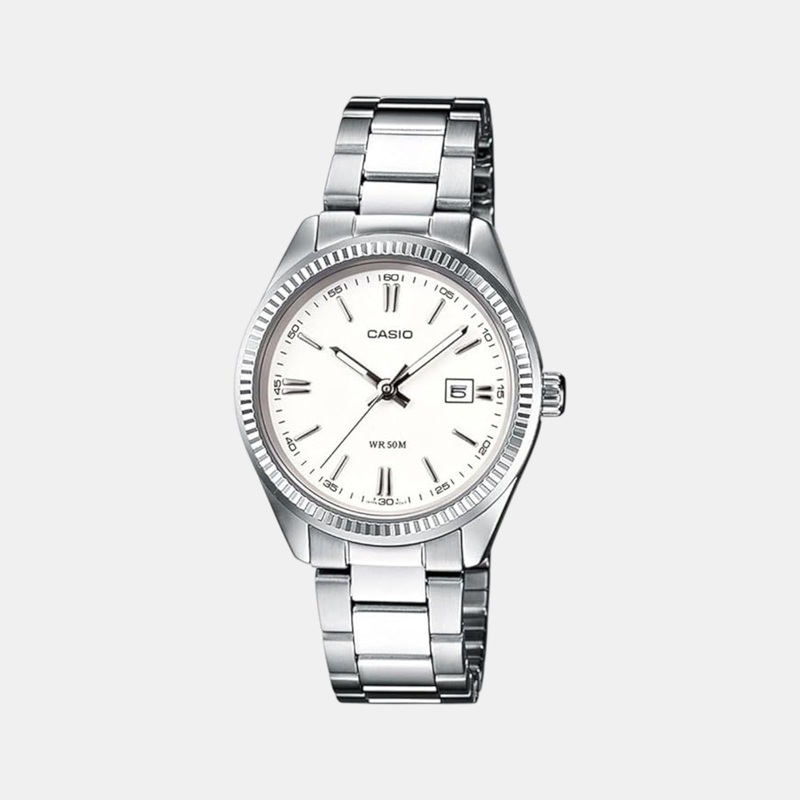 Enticer Women Quartz White Dial Analog Stainless Steel Watch LTP-1302D-7A1VDF A758
