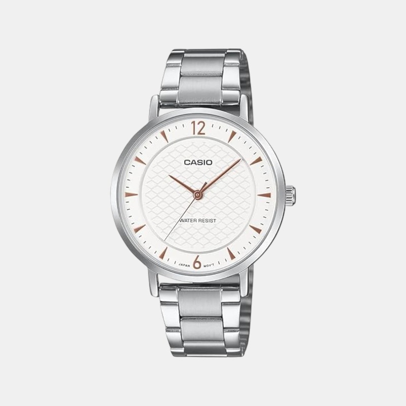 Enticer Women Quartz White Dial Analog Stainless Steel Watch LTP-VT04D-7ADF A2431