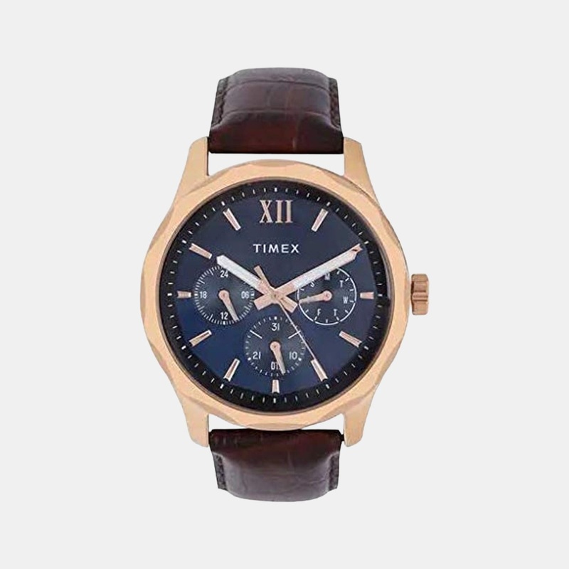 Men Blue Dial Analog Leather Watch TW0TG7601