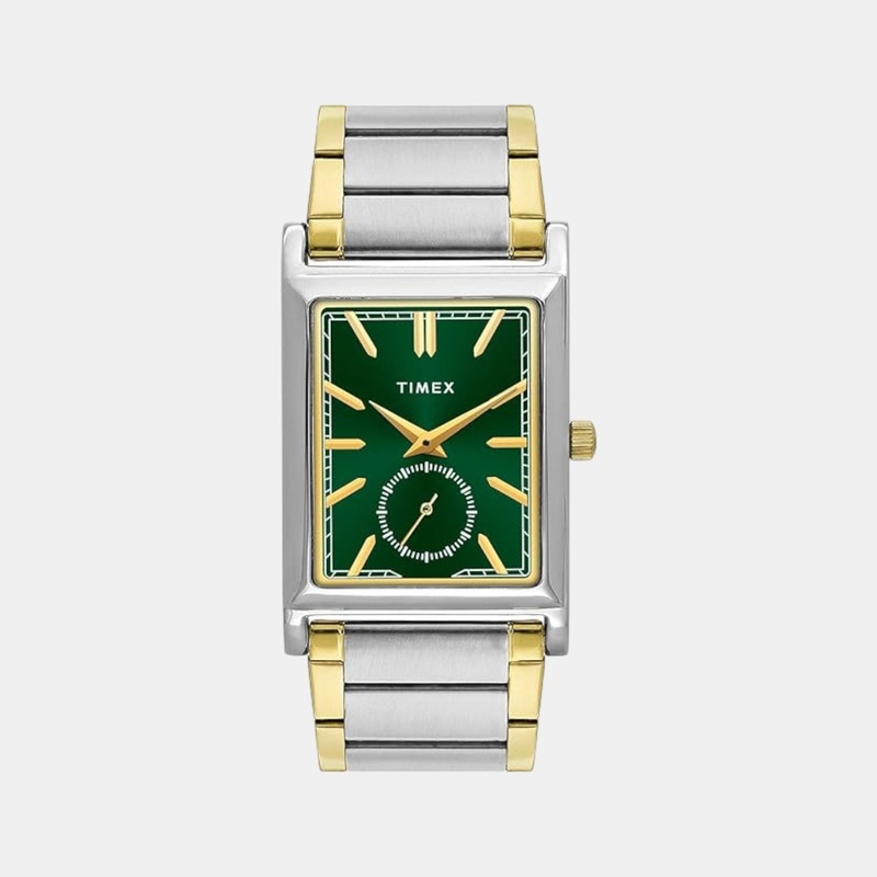 Men Quartz Green Dial Analog Stainless Steel Watch TW000L524