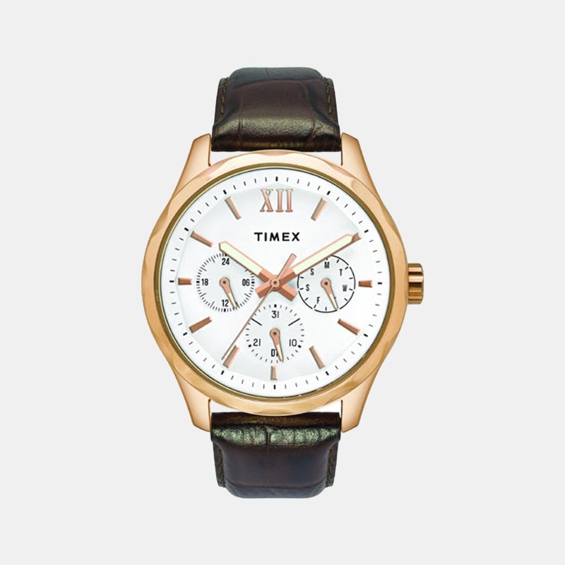 Men's White Analog Leather Watch TW0TG7600