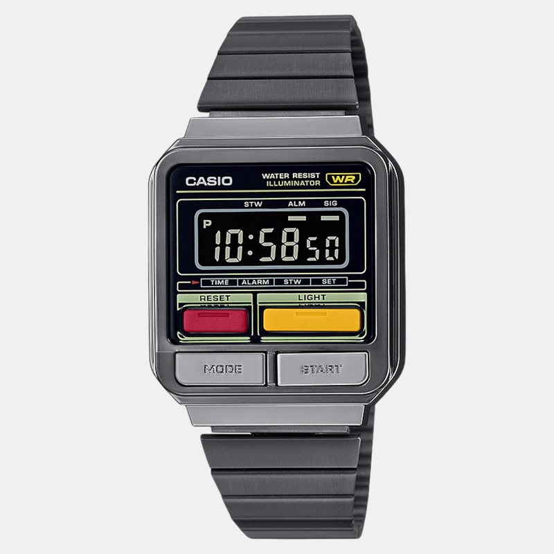 Vintage Unisex Quartz Black Dial Digital Stainless Steel Watch A120WEGG-1BDF D323