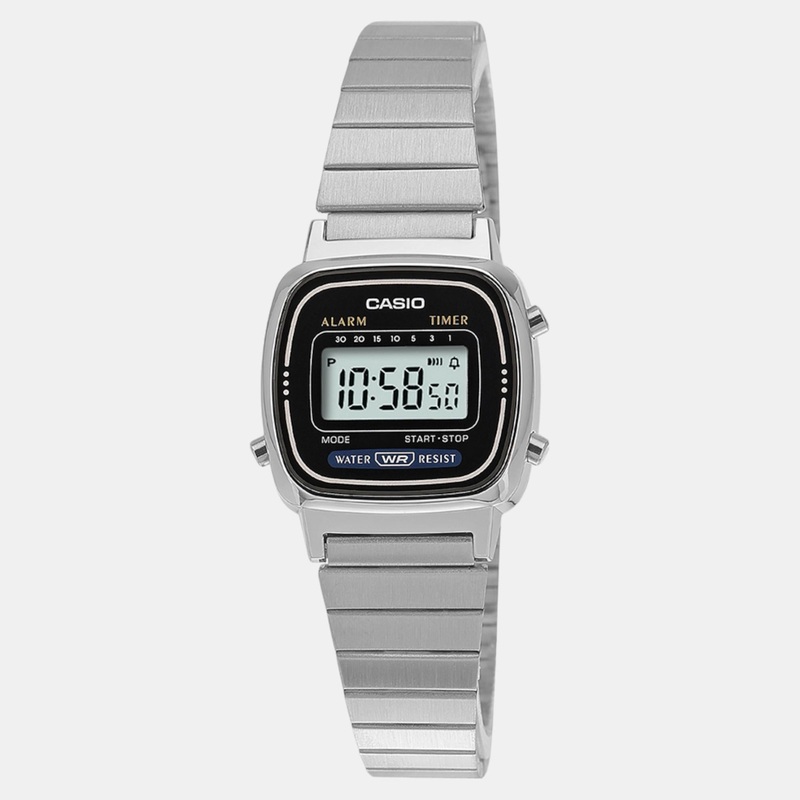 Women Black Dial Digital Stainless Steel Watch D089