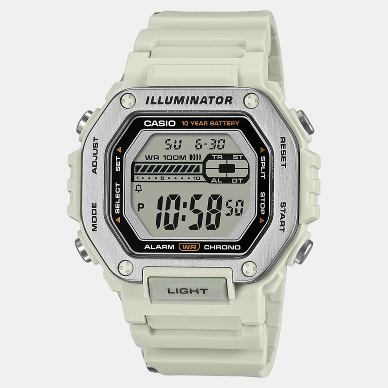 Youth Men Quartz Cream Dial Digital Resin Watch MWD-110H-8AVDF D348
