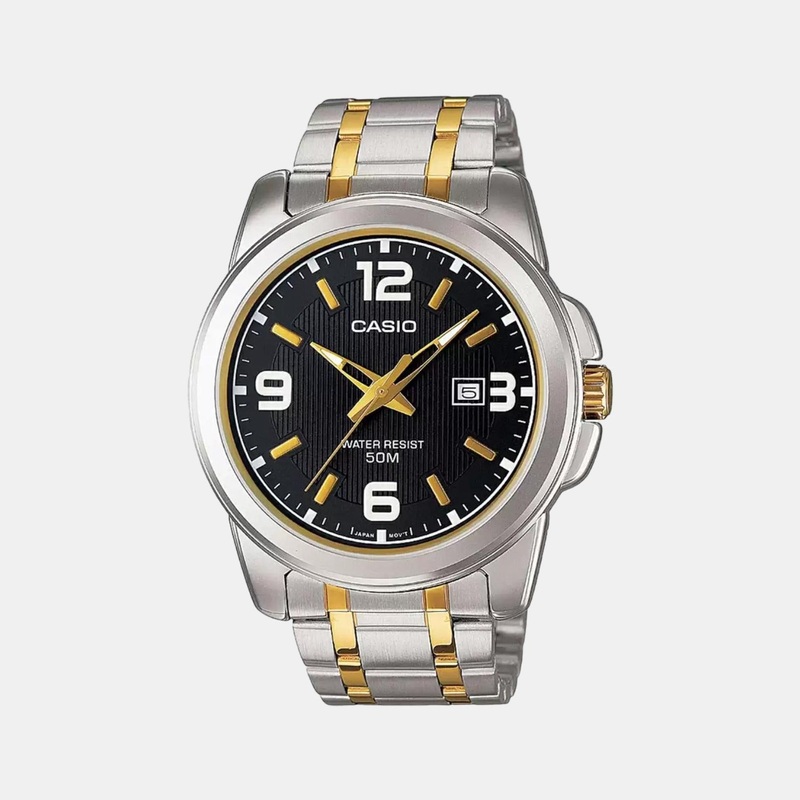 Enticer Men's  Black Dial Analog Stainless Steel Watch A777 - MTP-1314SG-1AVDF