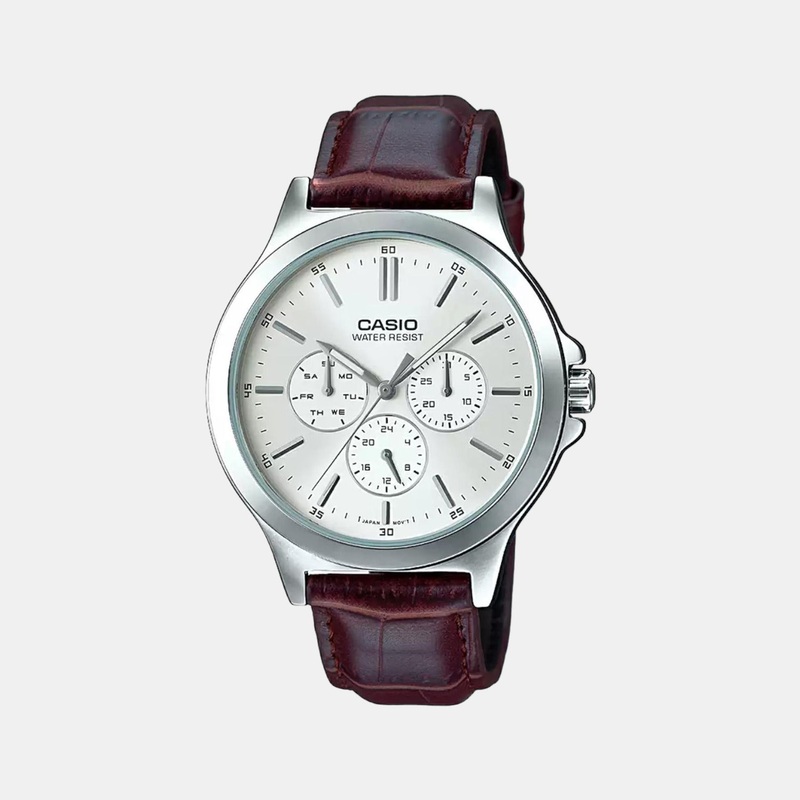 Enticer Men's Brown Chronograph Leather Watch A1177 - MTP-V300L-7AUDF