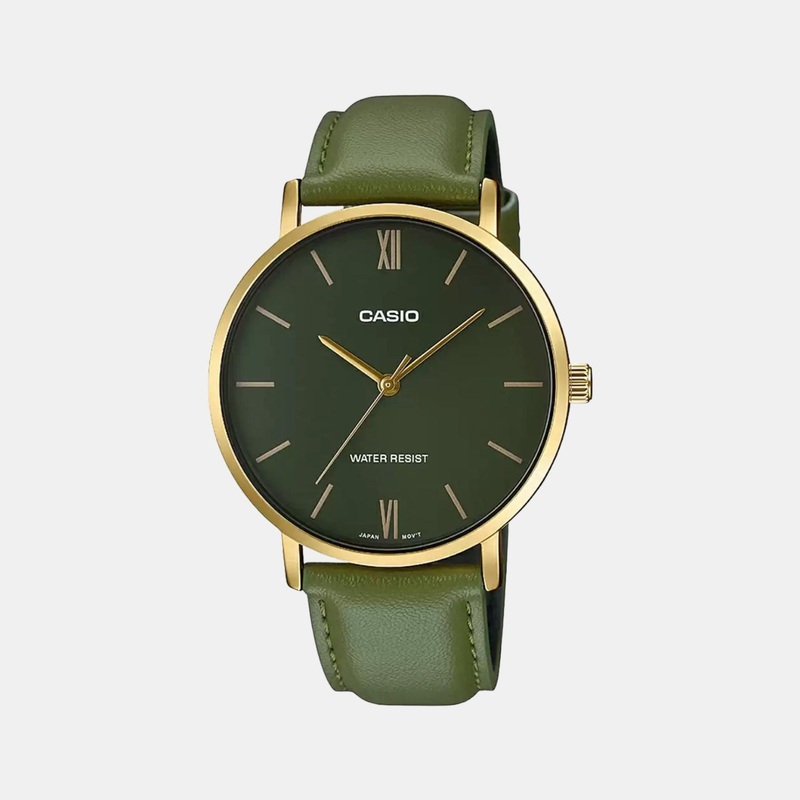 Enticer Men's Green Analog Leather Watch A1782 - MTP-VT01GL-3BUDF
