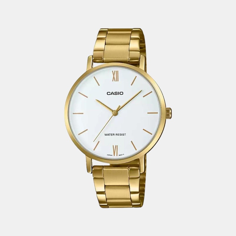 Enticer Women's White Dial Analog Stainless Steel Watch A1784 - LTP-VT01G-7BUDF