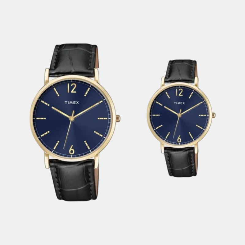 Couple Quartz Blue Dial Analog Leather Watch TW00PR335