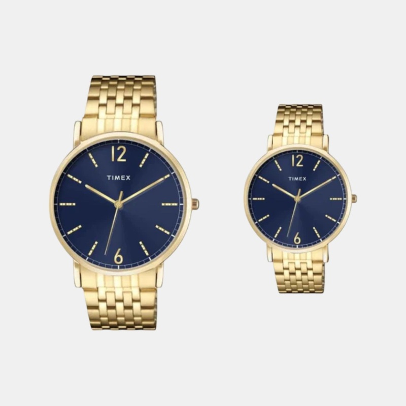 Couple Quartz Blue  Dial Analog Stainless Steel Watch TW00PR337