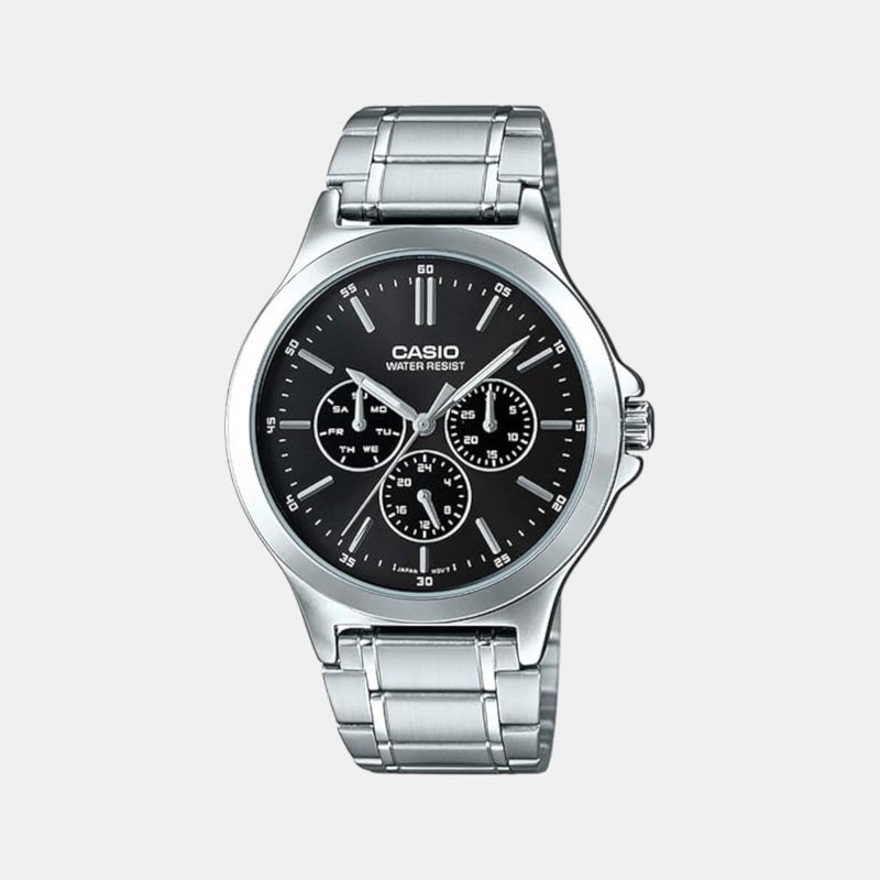 Enticer Men Quartz Black Dial Analog Stainless Steel Watch MTP-V300D-1AUDF A1173