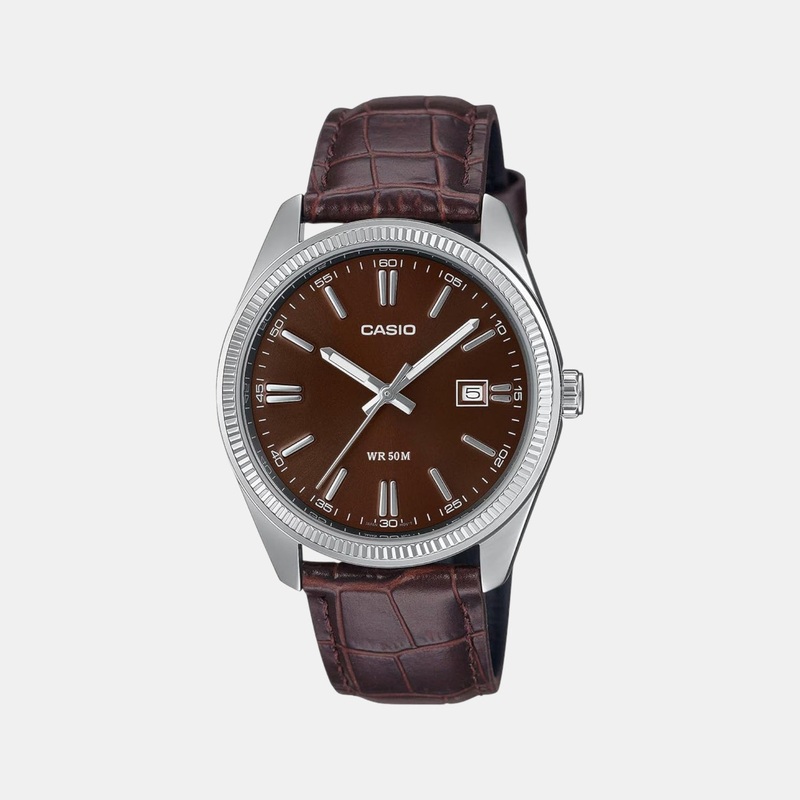 Enticer Men Quartz Brown Dial Analog Leather Watch MTP-1302PL-5AVEF A2397