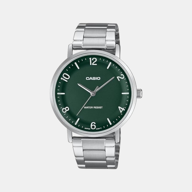 Enticer Men Quartz Green Dial Analog Stainless Steel Watch MTP-VT03D-3BDF A2406