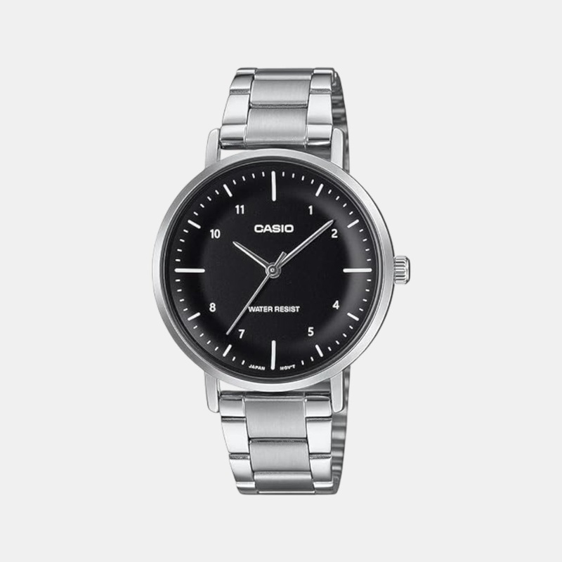 Enticer Women Quartz Black Dial Analog Stainless Steel Watch LTP-VT03D-1BDF A2421