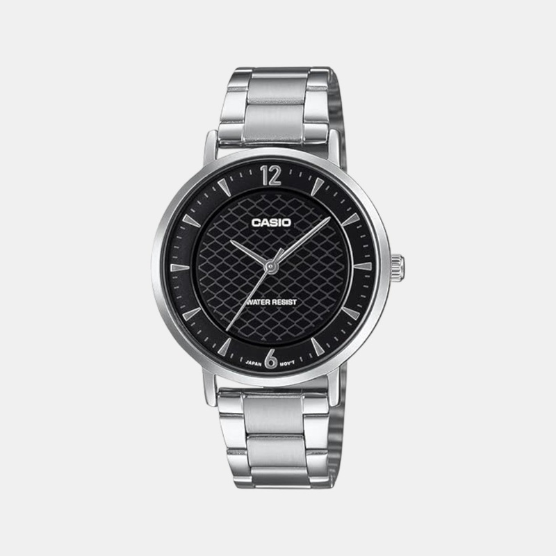 Enticer Women Quartz Black Dial Analog Stainless Steel Watch LTP-VT04D-1ADF A2428