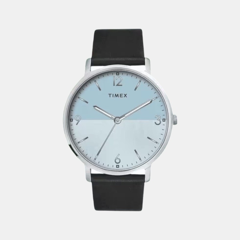 Men Quartz Blue Dial Analog Leather Watch TW0TG8029