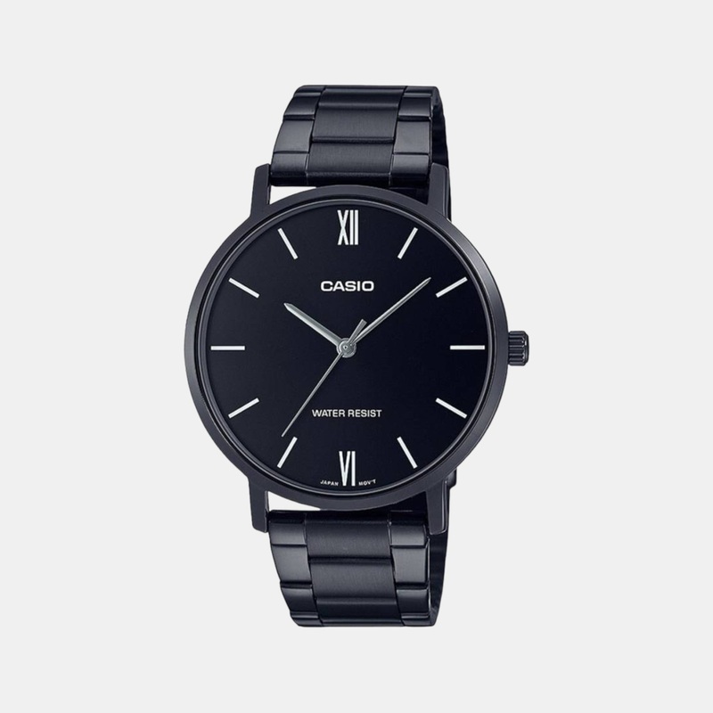 Men's Analog Black Stainless Steel Watch A1973 - MTP-VT01B-1BUDF