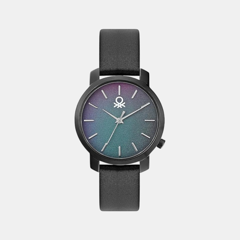 Women Quartz Black & Green Dial Analog Leather Watch UWUCL0708