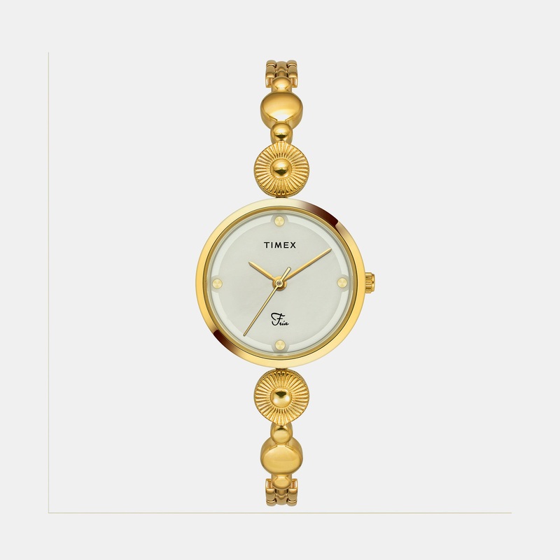 Fria Women's Mother Of Pearl Analog Brass Watch TWEL18200