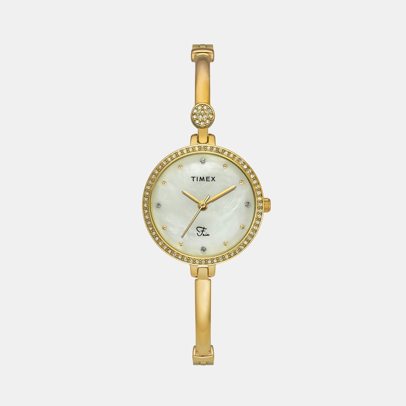 Fria Women's Mother Of Pearl Analog Brass Watch TWEL18401