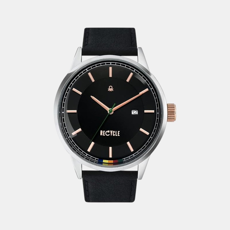 Men Quartz Black Dial Analog Leather Watch UWUCG0101