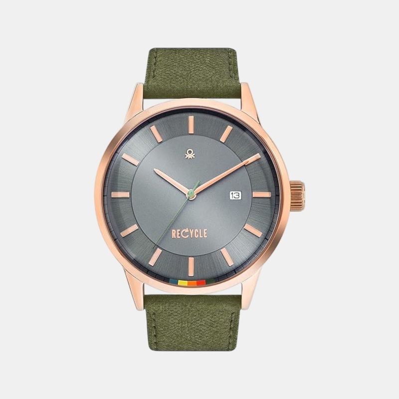 Men Quartz Grey Dial Analog Leather Watch UWUCG0100