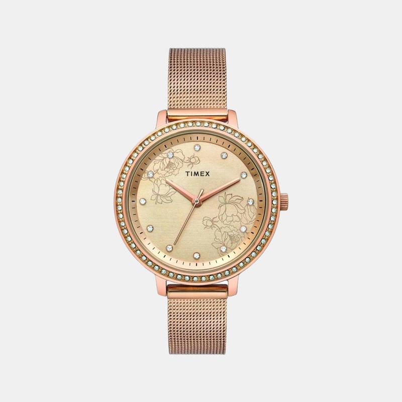 Women's Rose Gold Analog Stainless Steel Watch TWEL14701