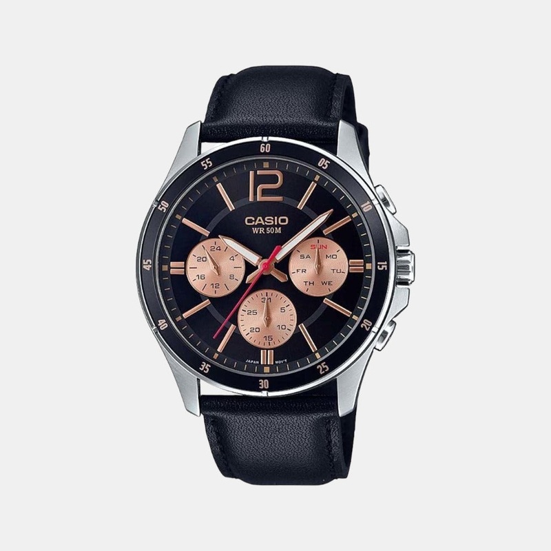 Enticer Men's Chronograph Leather Watch A1888 - MTP-1374HL-1A2VIF