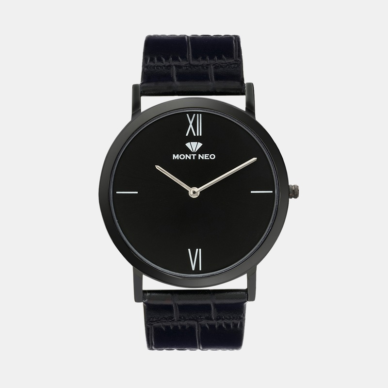 Men Quartz Black Dial Analog Leather Watch 8011B-L4404