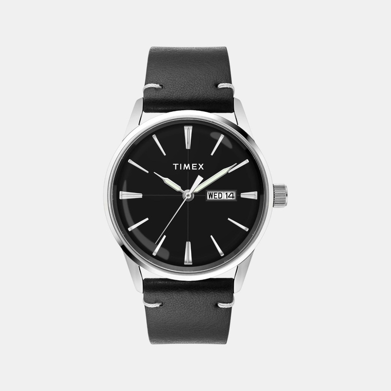 Men Quartz Black Dial Analog Leather Watch TWEG25501