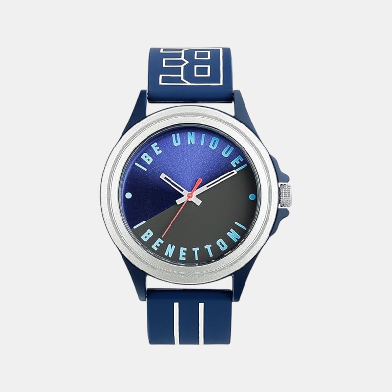 Men Quartz Blue & Black Dial Analog Silicone Watch UWUCG0312