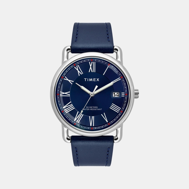 Men Quartz Champagne Dial Analog Leather Watch TWEG25601
