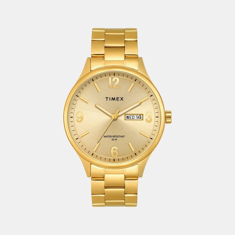 Men Quartz Champagne Dial Analog Stainless Steel Watch TWEG18444