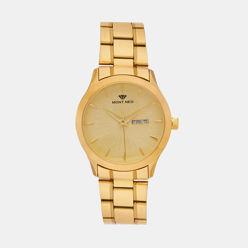 Men Quartz Champaign Dial Analog Metal Watch 8014D-M2208