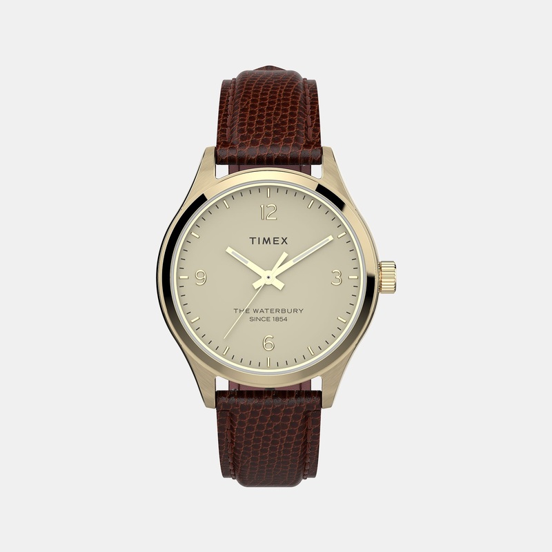 Waterbury Women Cream Analog Leather Watch TW2U97800UJ