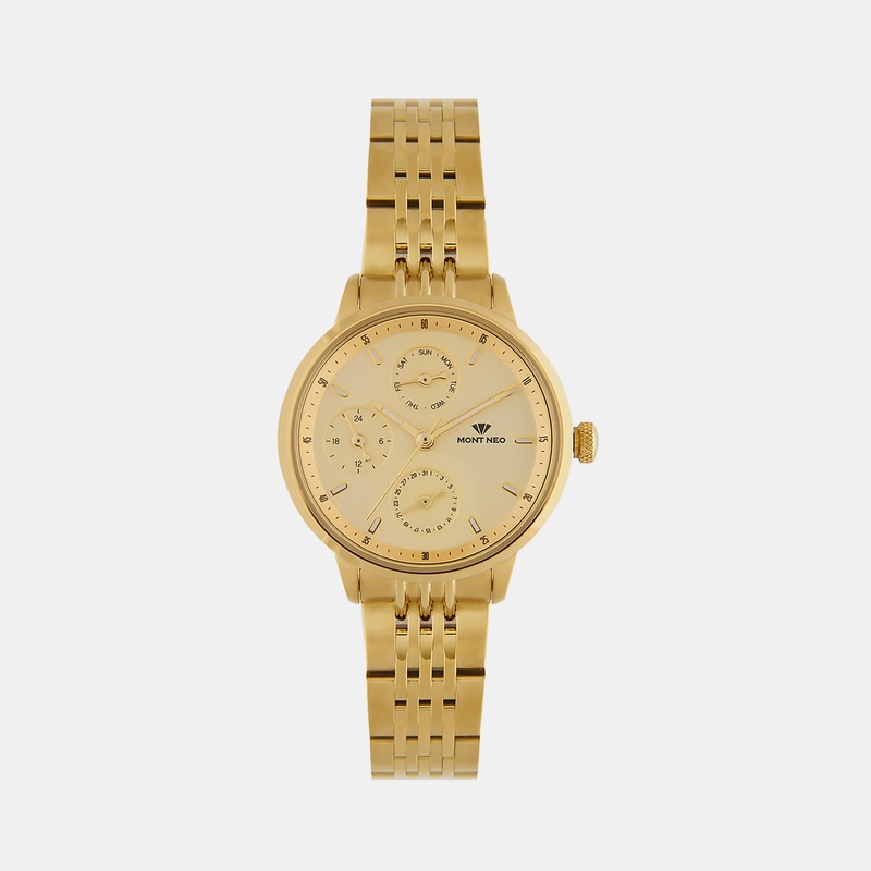 Women Champagne Chronograph Stainless Steel Watch L7005M-M2208