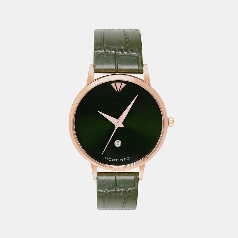 Men Green Analog Leather Watch G1034E-L3314