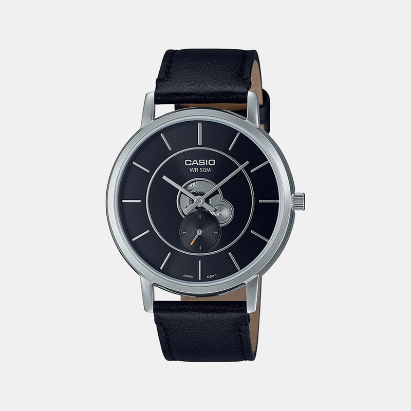 Men's Black Analog Leather Watch A2130 - MTP-B130L-1AVDF