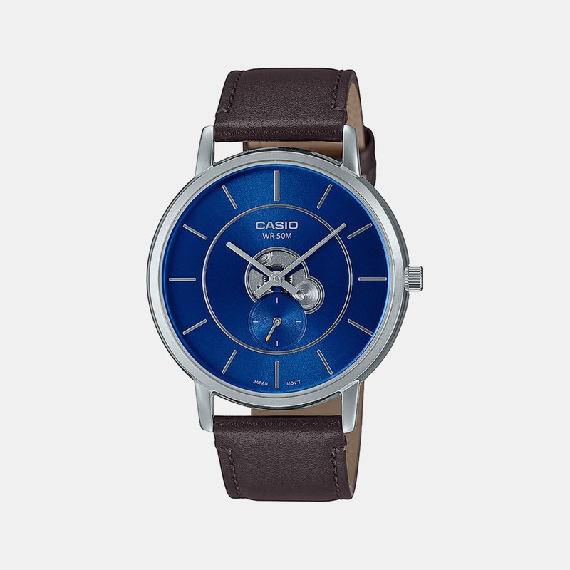 Men's Blue Analog Leather Watch A2131 - MTP-B130L-2AVDF
