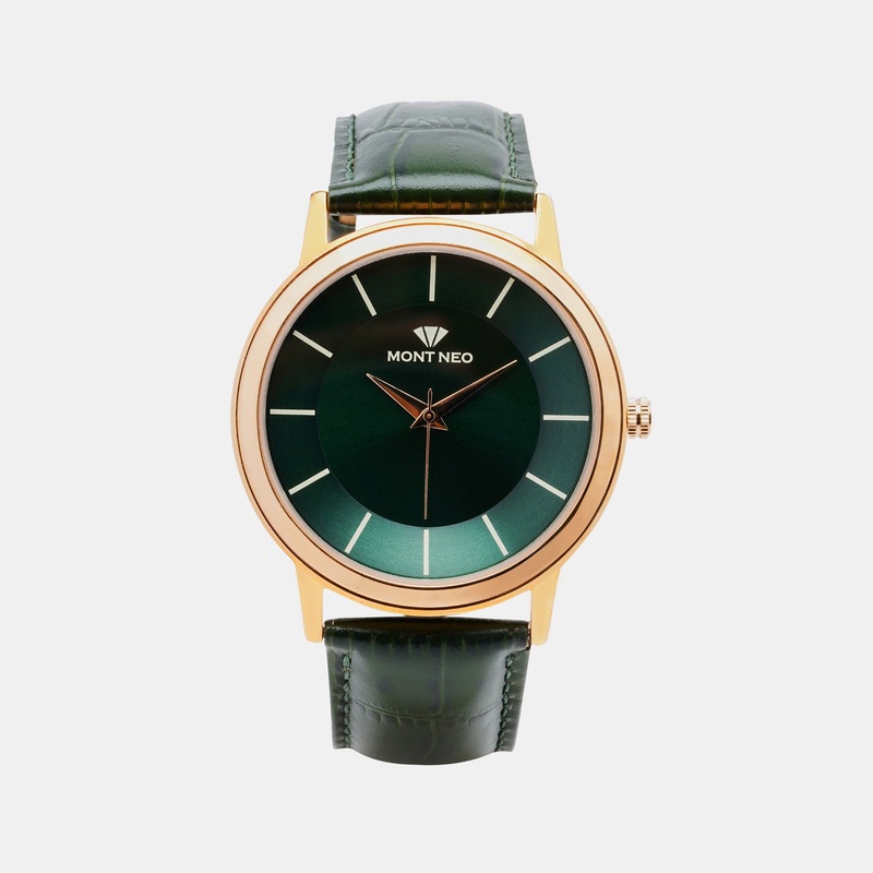 Stylish Green Analog Men Leather Watch 8003T-L3314
