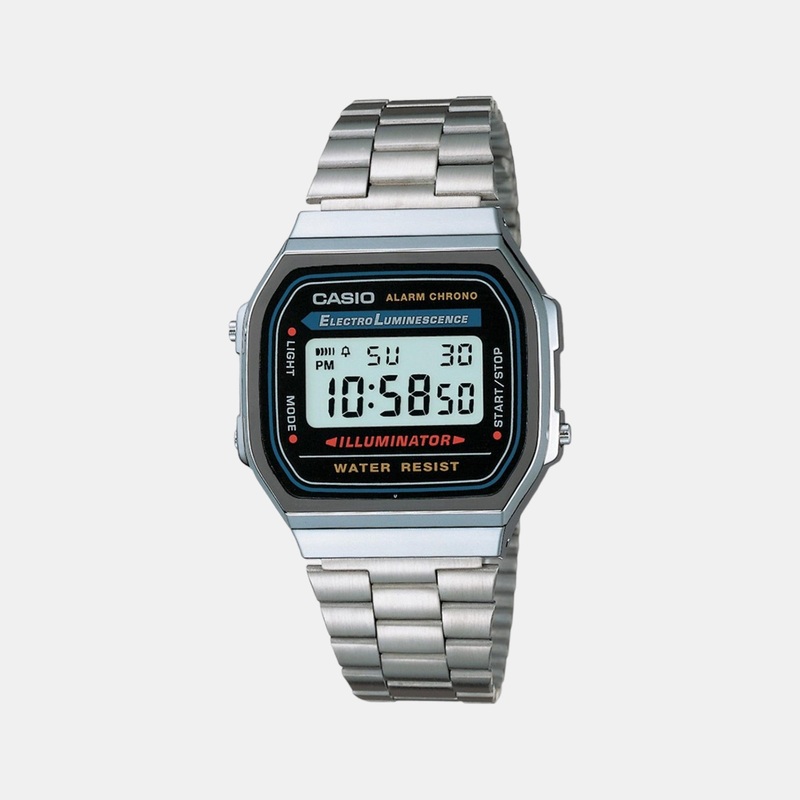 Vintage Unisex Grey Dial Digital Stainless Steel Watch D131 - A168WA-1WDF