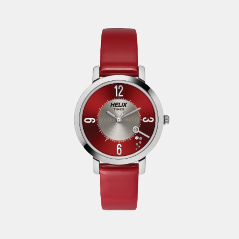 Women Red Analog Leather Watch TW024HL19