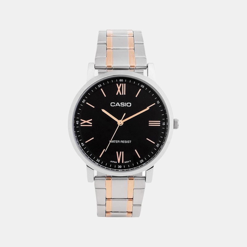 Enticer Men Quartz Black Dial Analog Stainless Steel Watch MTP-SN1SR-1A - A2156