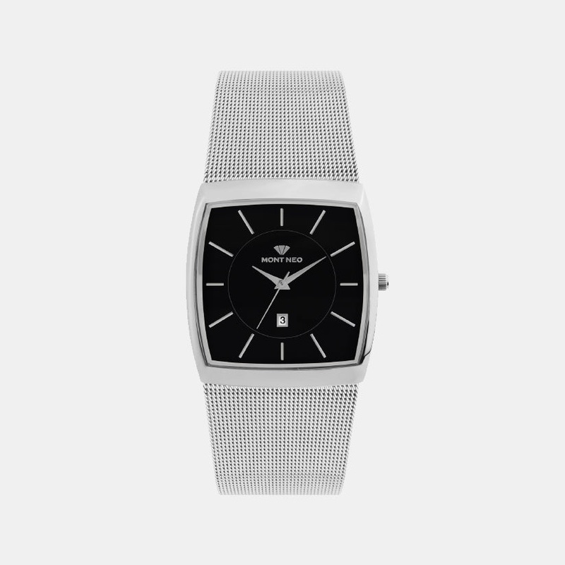Men Quartz Black Dial Analog Mesh Watch 1060E-B4412