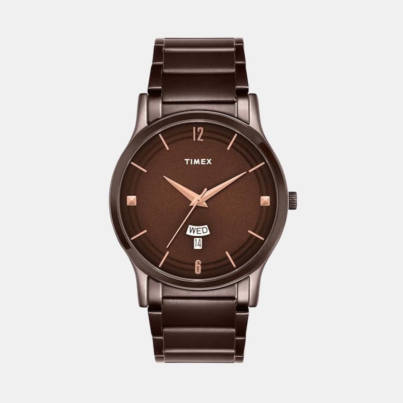 Men Quartz Brown Dial Analog Stainless Steel Watch TW000R461