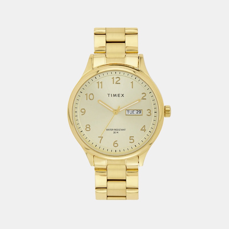 Men Quartz Champagne Dial Analog Stainless Steel Watch TWEG18442