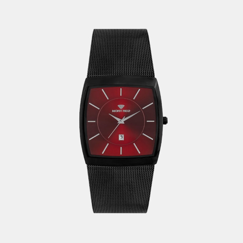 Men Quartz Maroon Dial Analog Mesh Watch 1060E-B1104