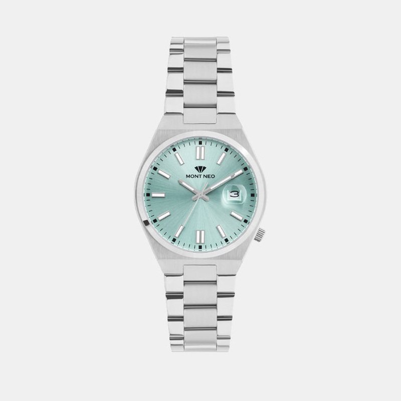 Men Quartz Sea Green Dial Analog Metal Watch 3506E-M1117