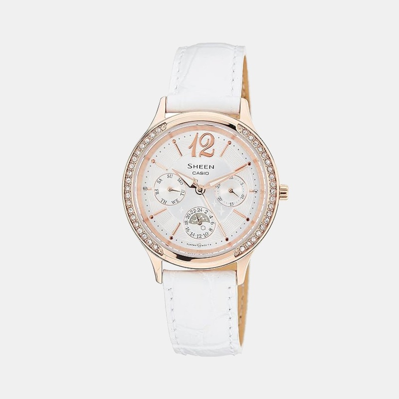 Sheen Women White Dial Analog Leather Watch SHE-3030GL-7AUDR-SX089