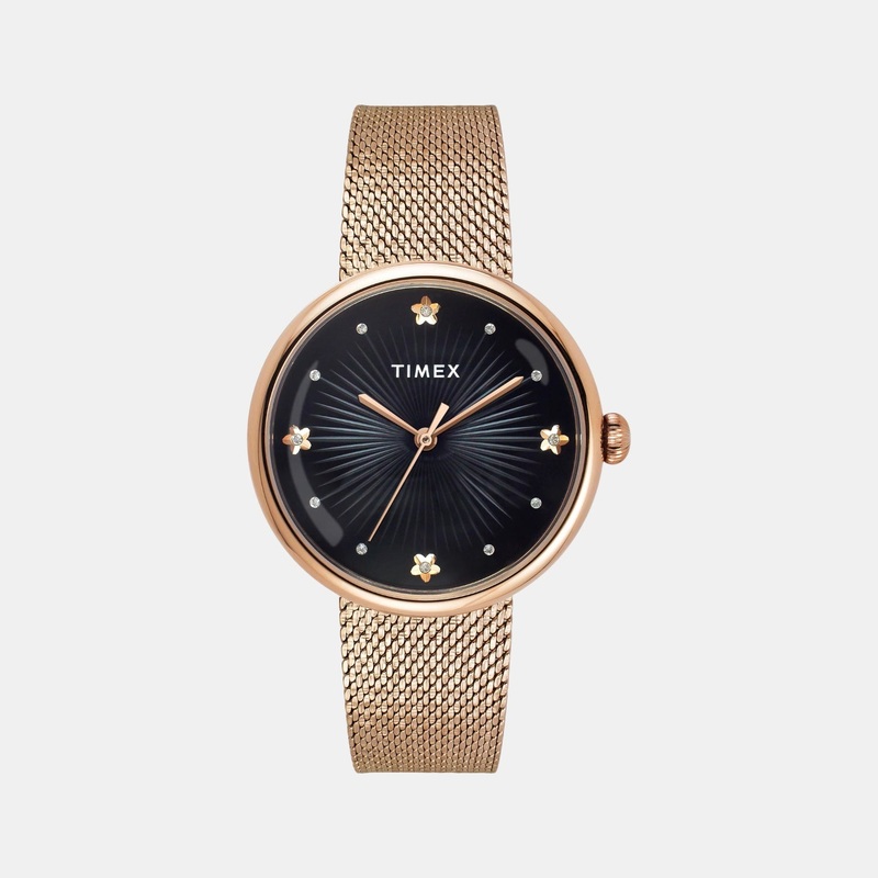Women Quartz Black Dial Analog Stainless Steel Watch TWEL19303